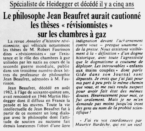 Jean Beaufret, Le Monde, 9.1.1988, S. 28 (63 KB)