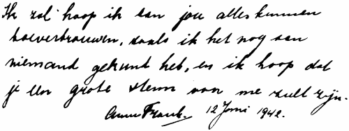 Anne Frank's handwriting in June 1942.