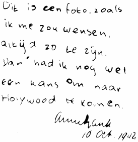 Anne Frank's handwriting in October 1942.