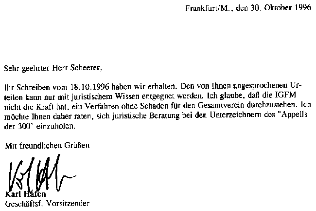 Schreiben IGFM an Rudolf